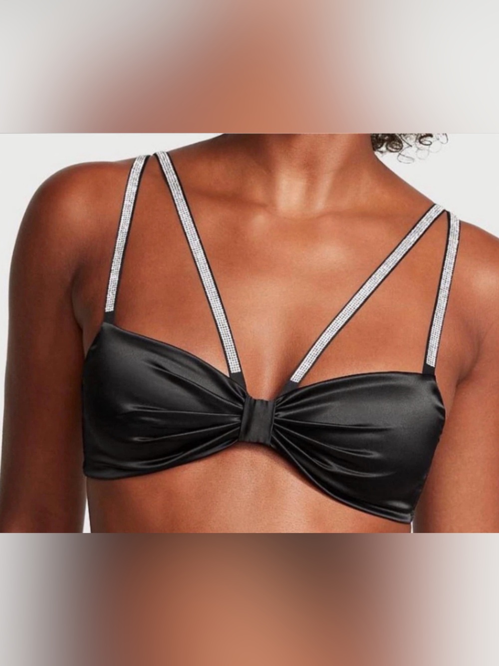 Victoria Secret Black Shine Bow Bralette large